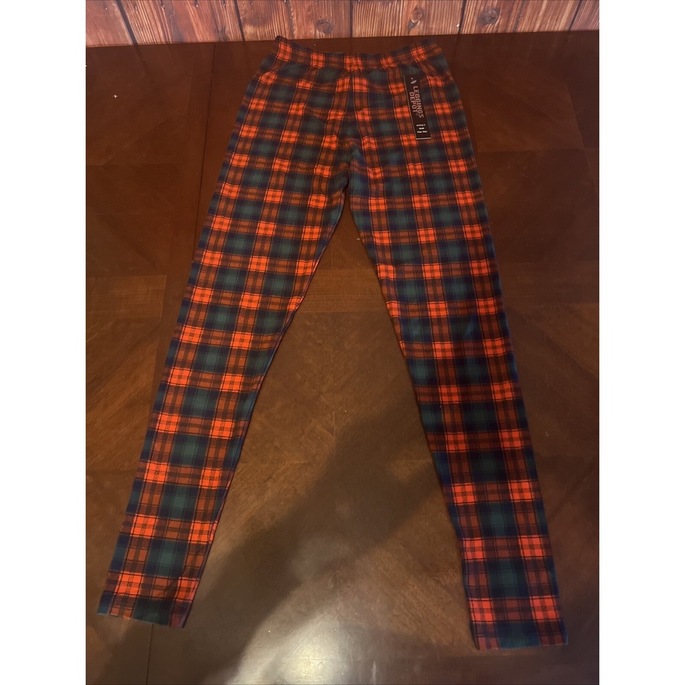 Leggings Depot One Size Women Juniors Red Plaid Leggings Christmas Plaid Color